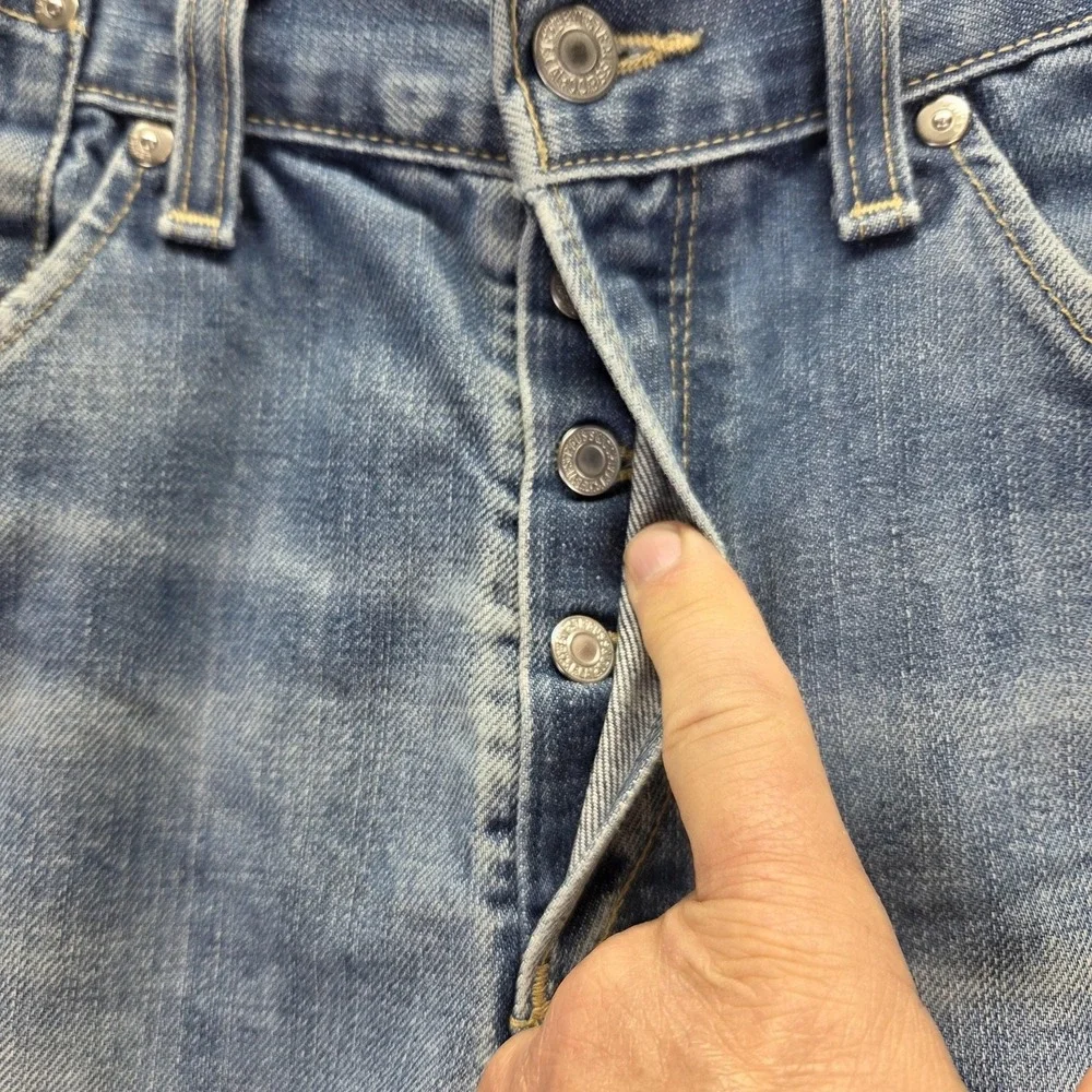 VTG Levis Engineered Jeans Mens Blue Twisted Button Fly Light Wash Fits 31x26